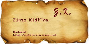 Zintz Klára névjegykártya